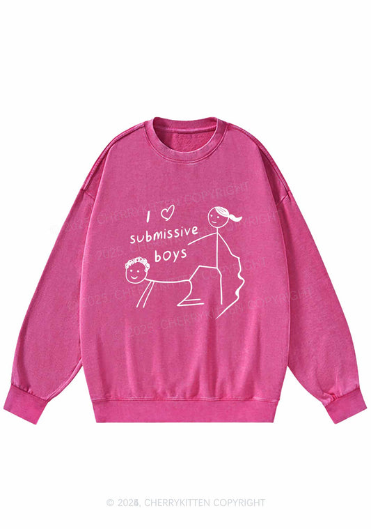I Love S Boys Y2K Washed Sweatshirts Cherrykitten