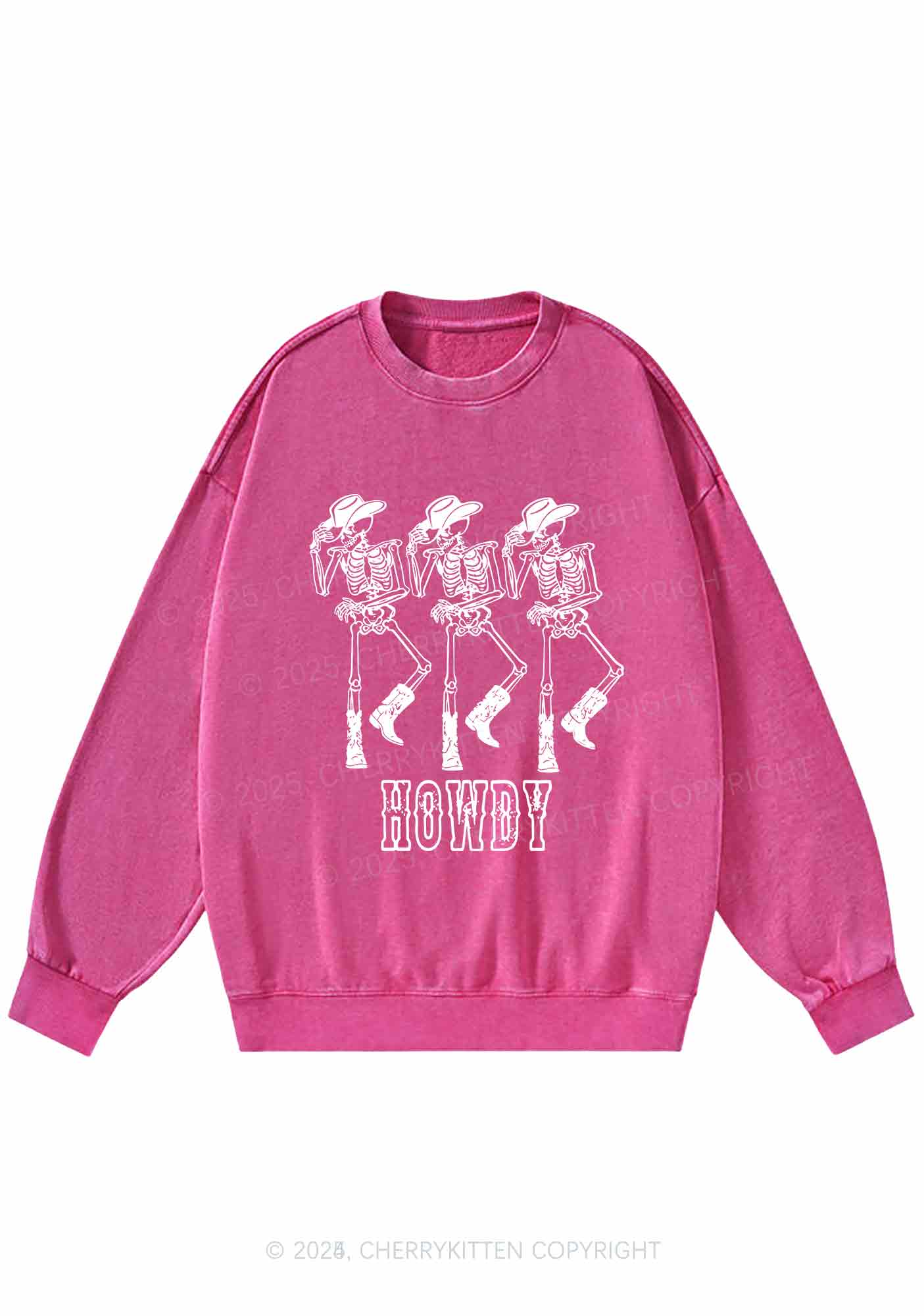 Halloween Howdy Dancing Skeletons Y2K Washed Sweatshirts Cherrykitten