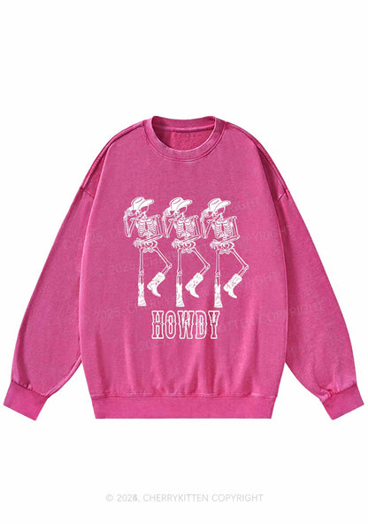 Halloween Howdy Dancing Skeletons Y2K Washed Sweatshirts Cherrykitten