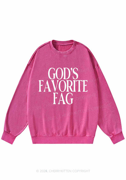 Gods Favorite Fag Pride Y2K Washed Sweatshirts Cherrykitten