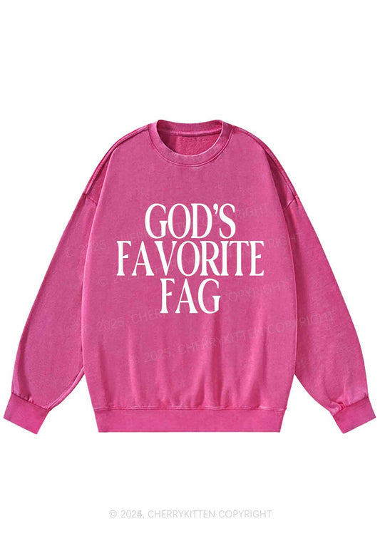 Gods Favorite Fag Pride Y2K Washed Sweatshirts Cherrykitten