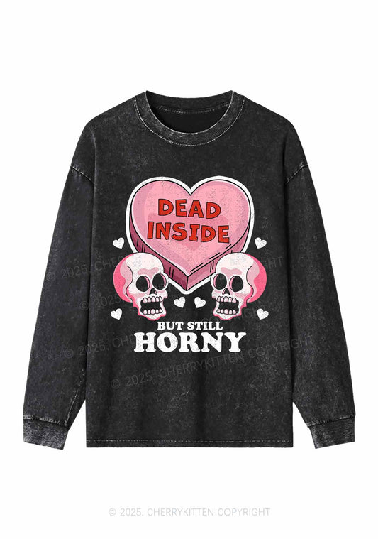 Halloween Dead Inside Y2K Washed Long Sleeves Cherrykitten