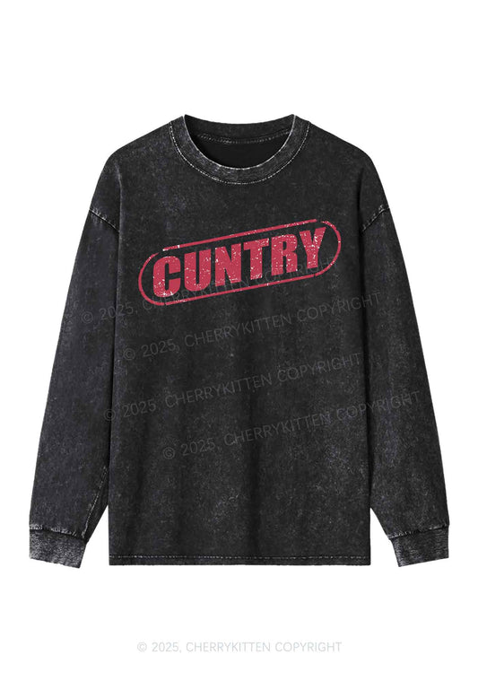 Cuntry Y2K Washed Long Sleeves Cherrykitten