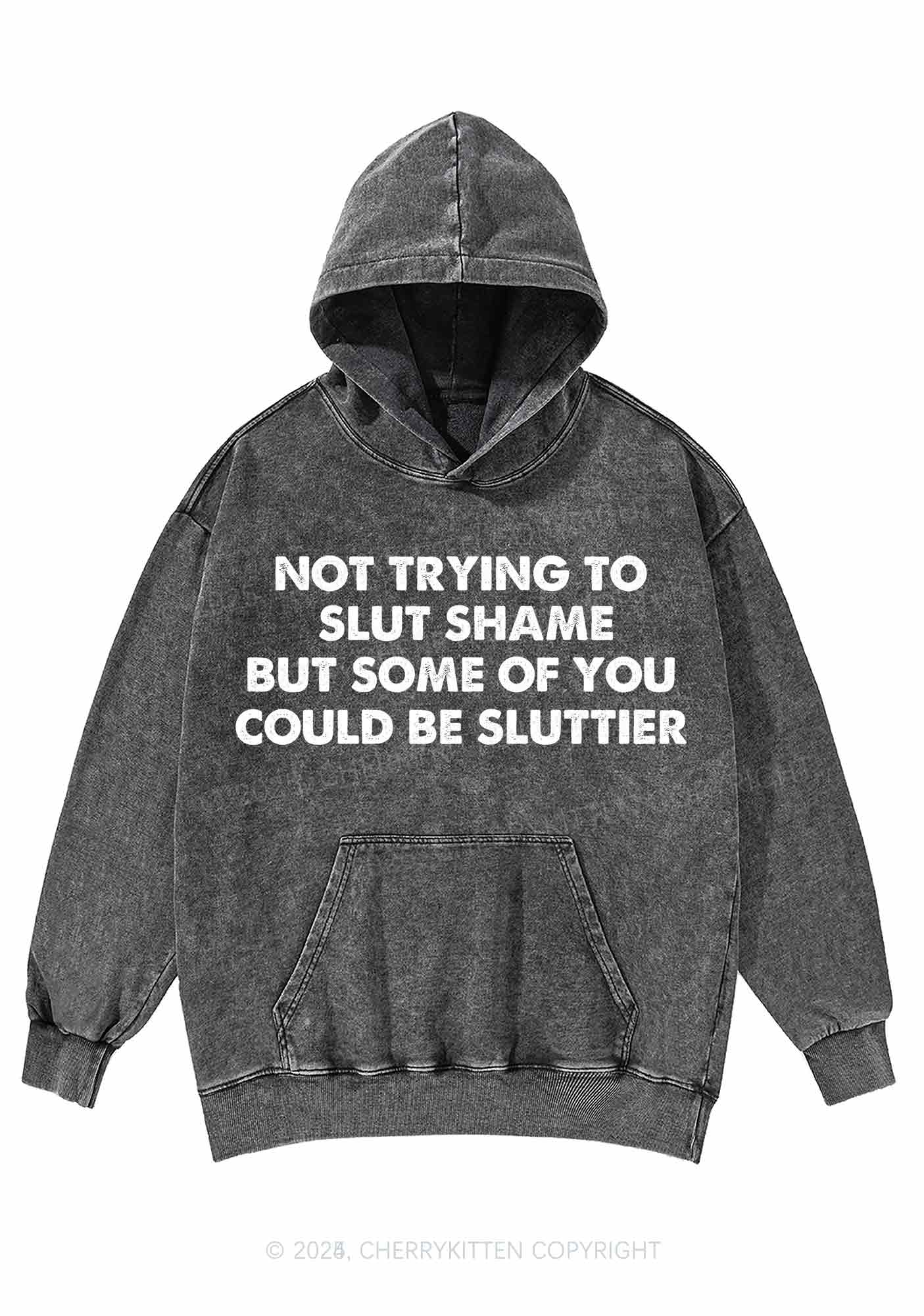 Not Trying To Slxt Shame Y2K Washed Hoodie Cherrykitten