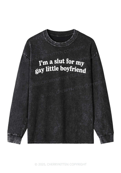 Slxt For My Gay BF Y2K Washed Long Sleeves Cherrykitten