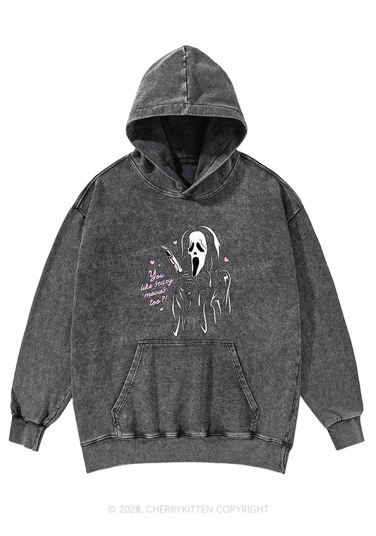 Halloween You Like Scary Movies Too Y2K Washed Hoodie Cherrykitten