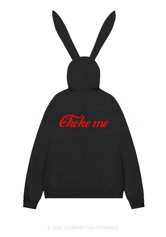 Choke Me Y2K Bunny Ear Zip Hoodie Cherrykitten