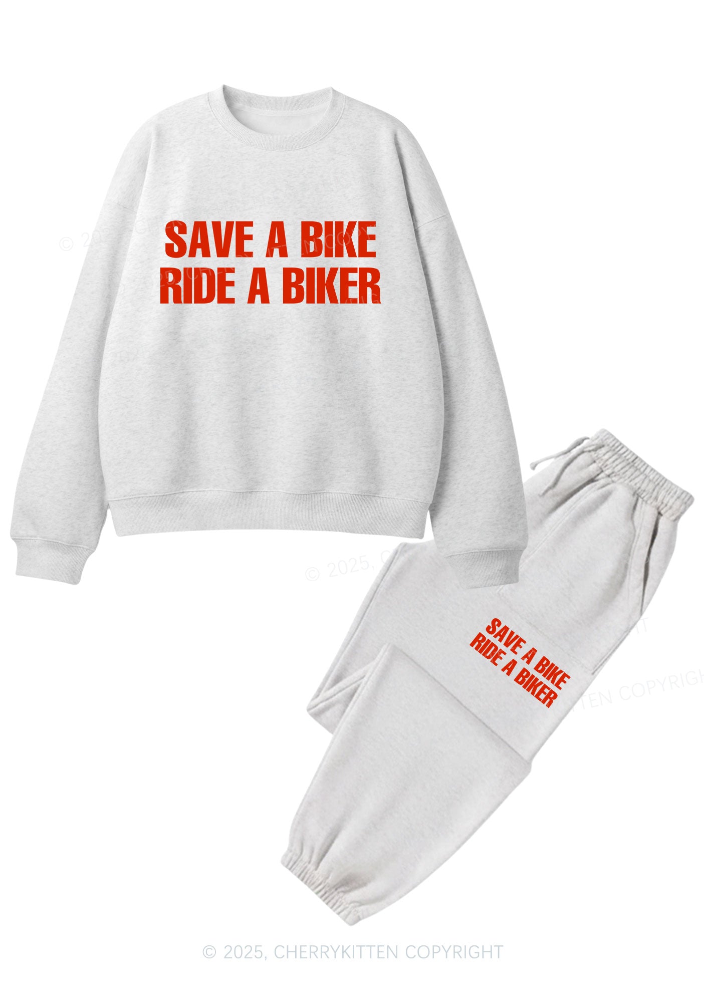 Save Bike Ride Biker Y2K Fleece Sweatshirts Set Cherrykitten