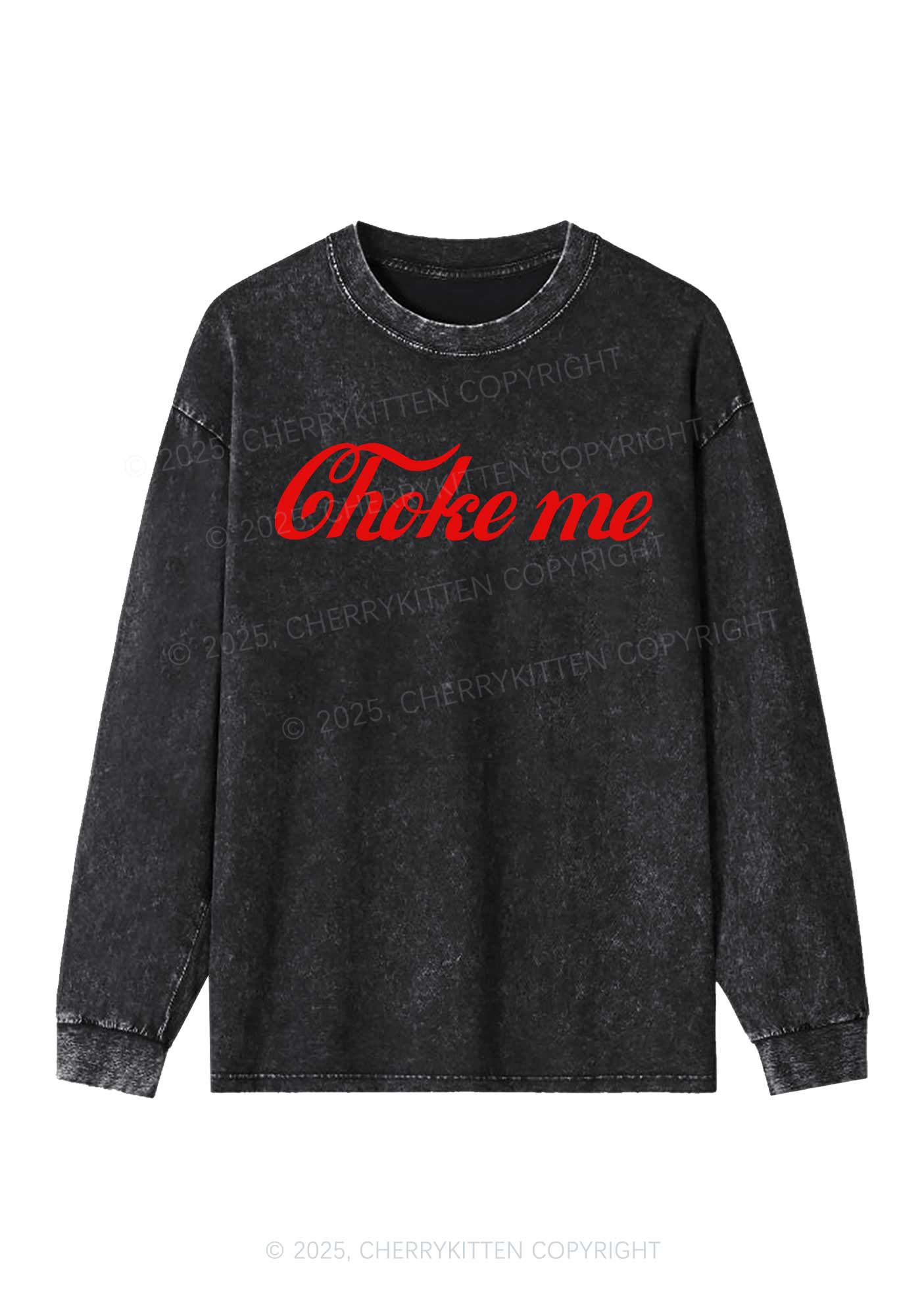 Choke Me Y2K Washed Long Sleeves Cherrykitten