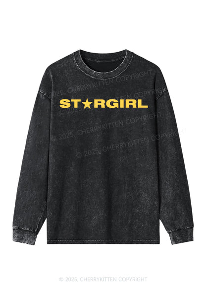 Red Stargirl Y2K Washed Long Sleeves Cherrykitten