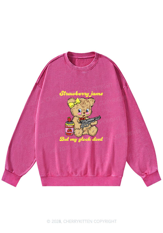 Strawberry Jams Bear Y2K Washed Sweatshirts Cherrykitten