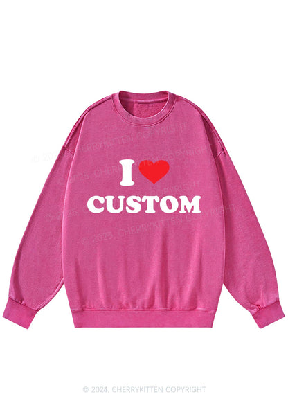I Love Custom Personalized Y2K Washed Sweatshirts Cherrykitten