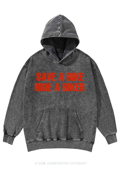Save Bike Ride Biker Y2K Washed Hoodie Cherrykitten