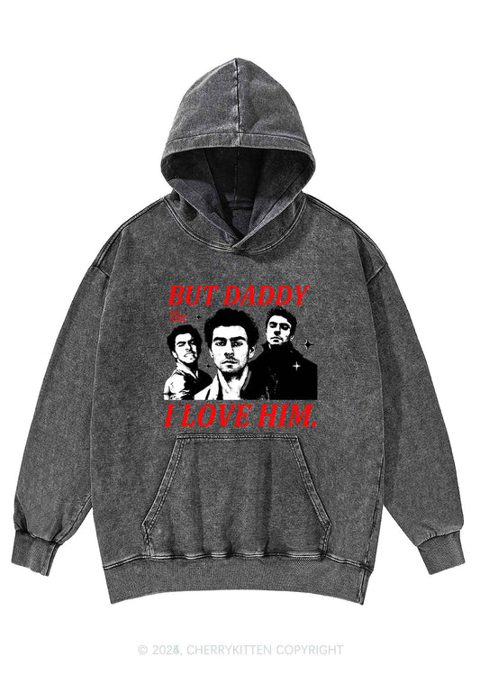 Daddy I Love Luigi Y2K Washed Hoodie Cherrykitten