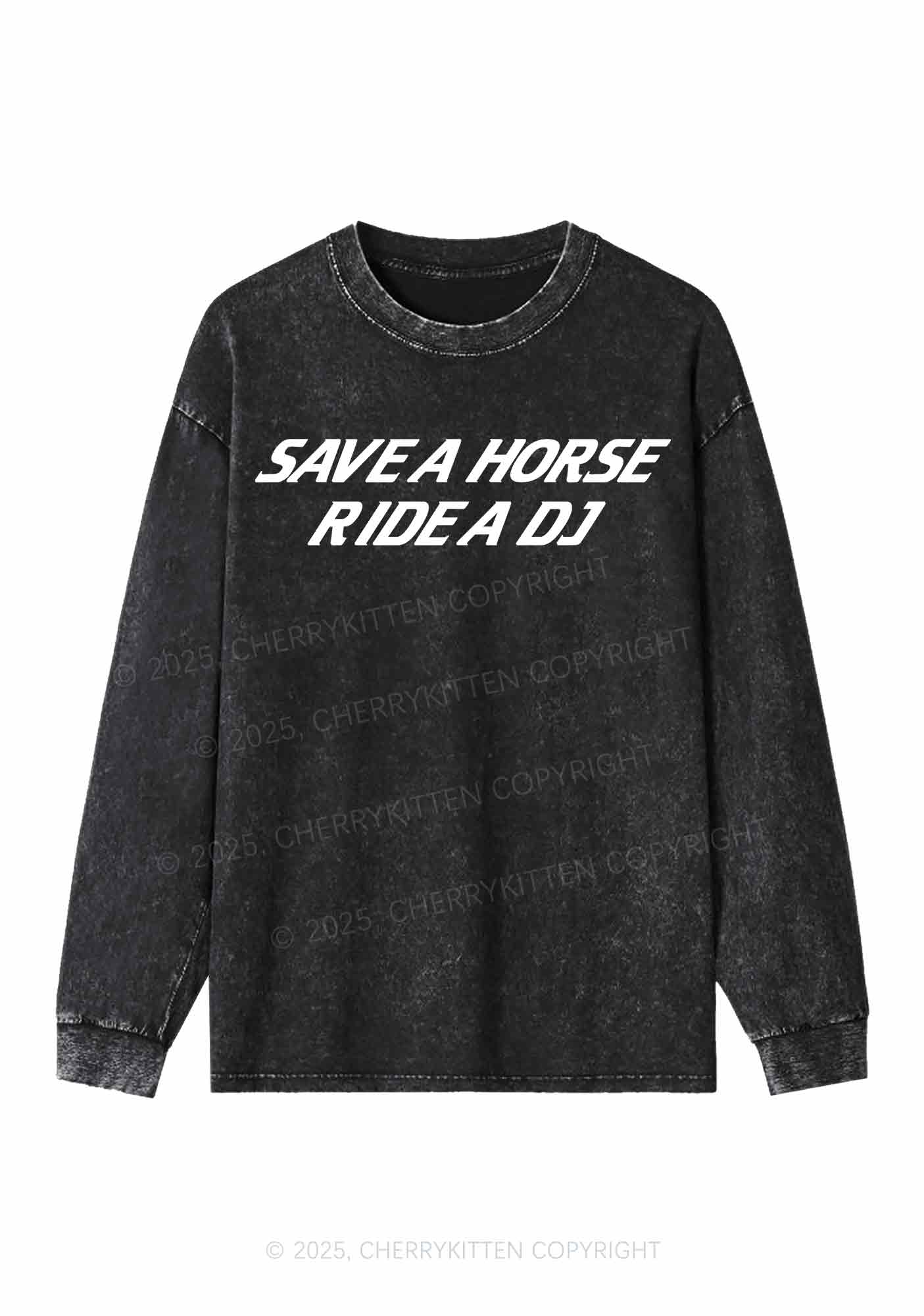 Ride A DJ Y2K Washed Long Sleeves Cherrykitten