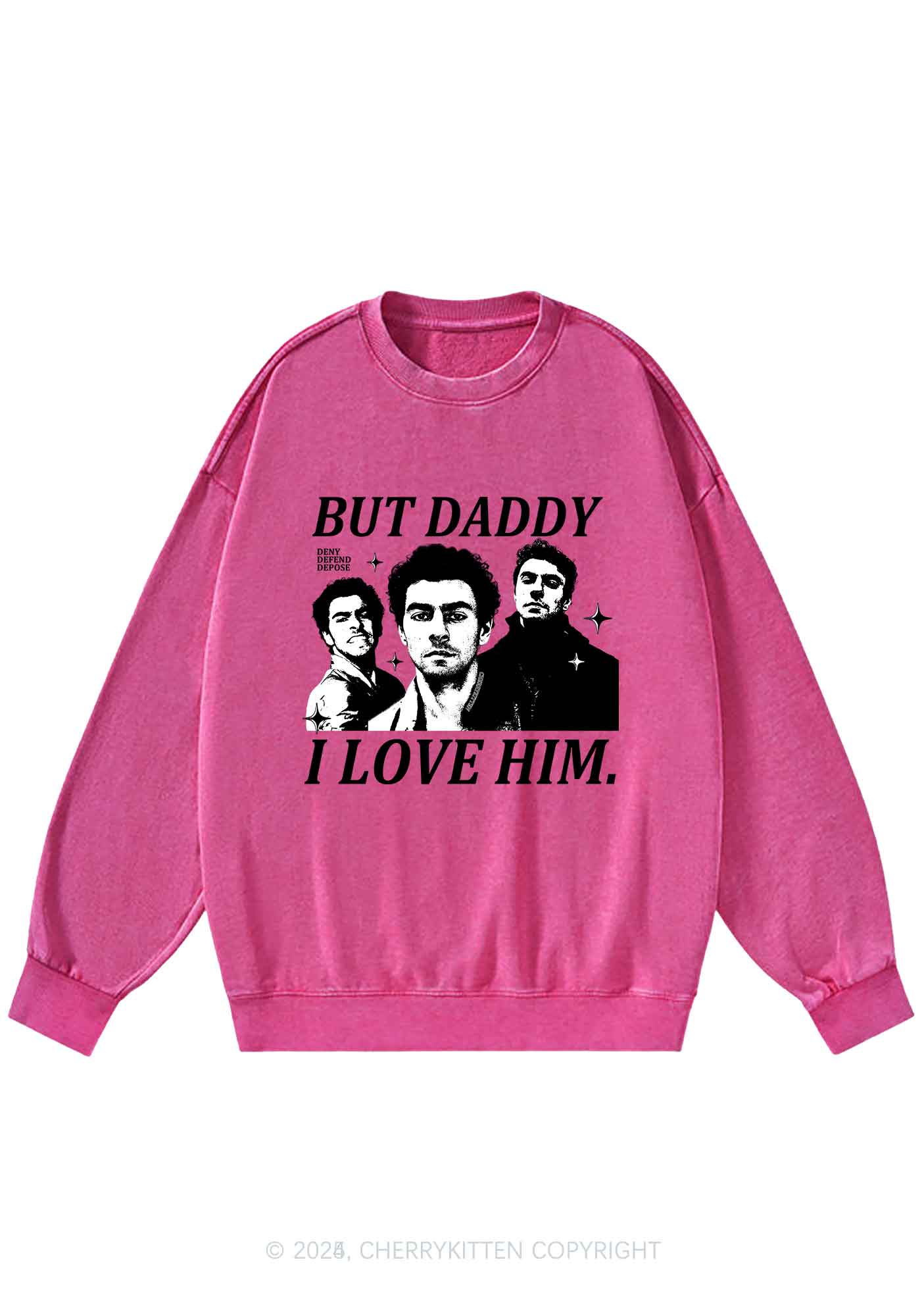 Daddy I Love Luigi Y2K Washed Sweatshirts Cherrykitten