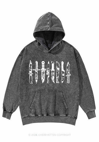 Halloween Grimace Daggers Y2K Washed Hoodie Cherrykitten