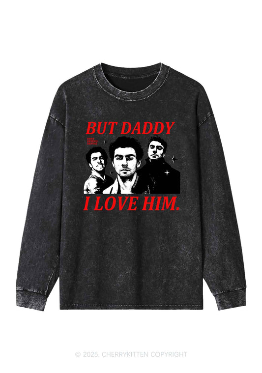 Daddy I Love Luigi Y2K Washed Long Sleeves Cherrykitten