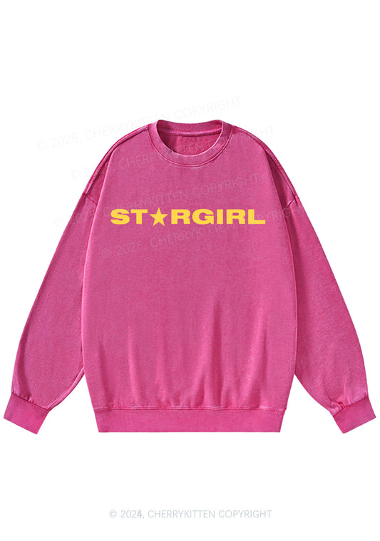 Red Stargirl Y2K Washed Sweatshirts Cherrykitten