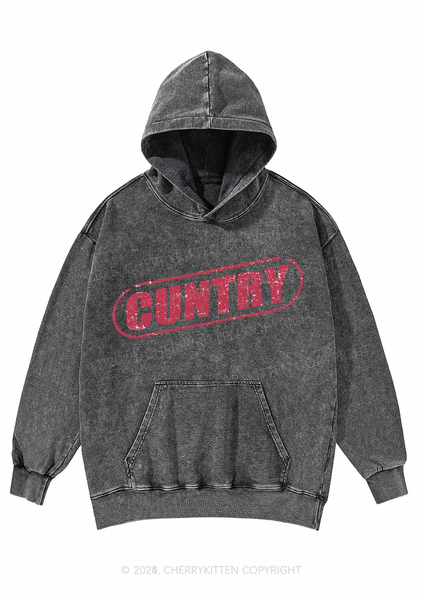 Cuntry Y2K Washed Hoodie Cherrykitten