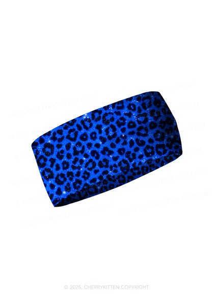 Royal Blue Leopard Y2K Print Headband Cherrykitten