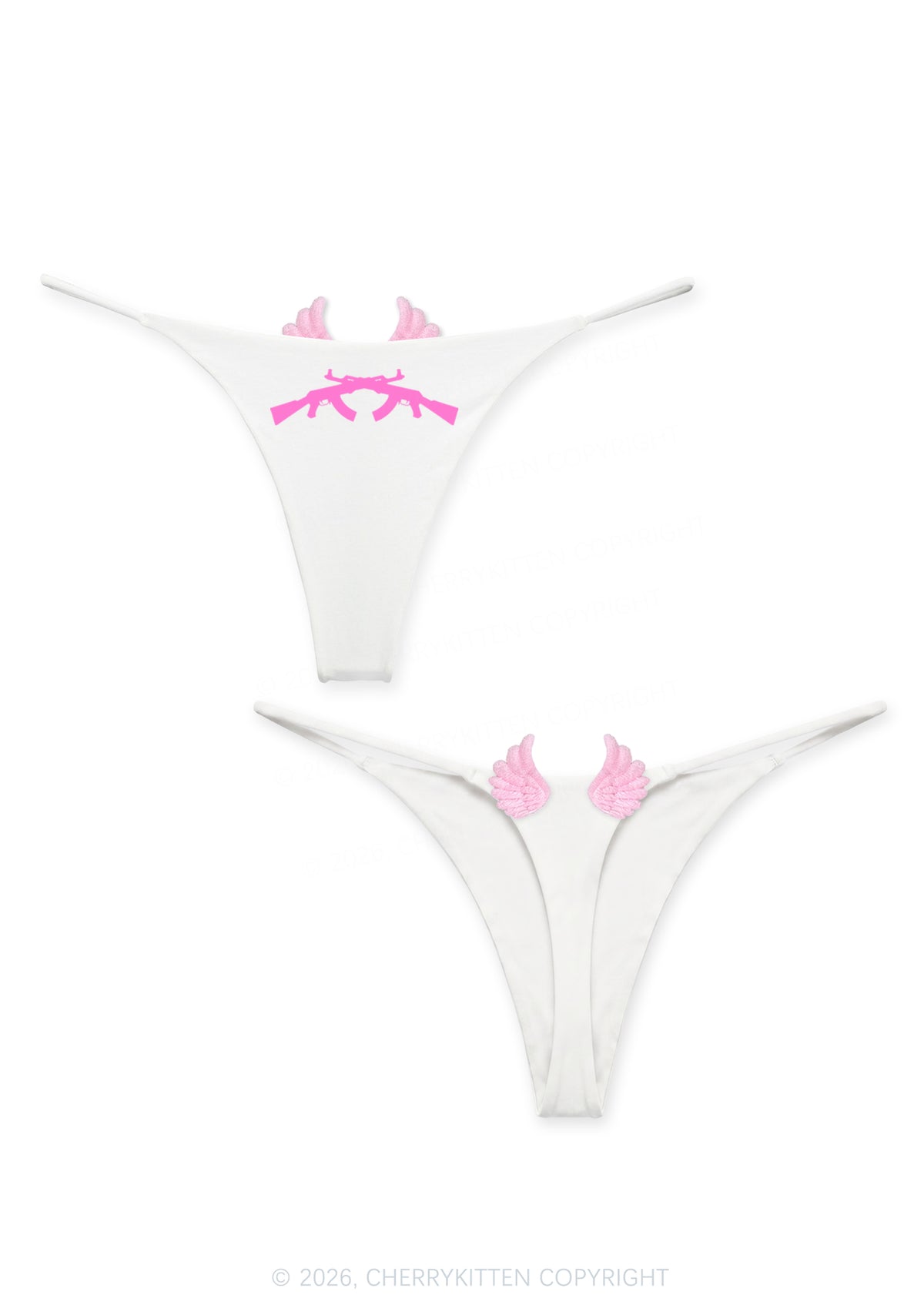 Crossed Weapon Silhouette Y2K Goth Angel Wings Bikini String Thong Cherrykitten
