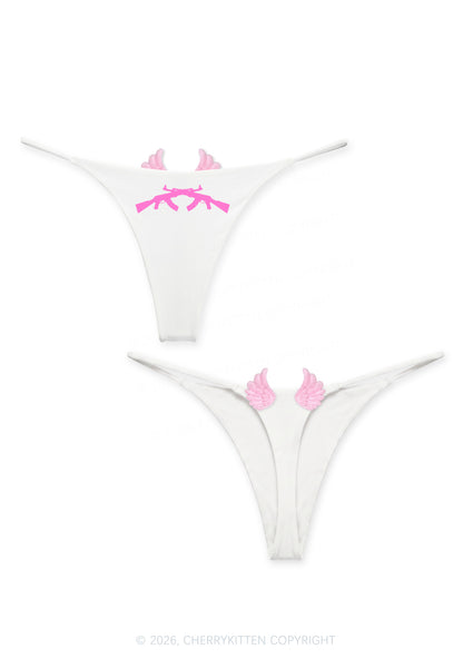 Crossed Weapon Silhouette Y2K Goth Angel Wings Bikini String Thong Cherrykitten