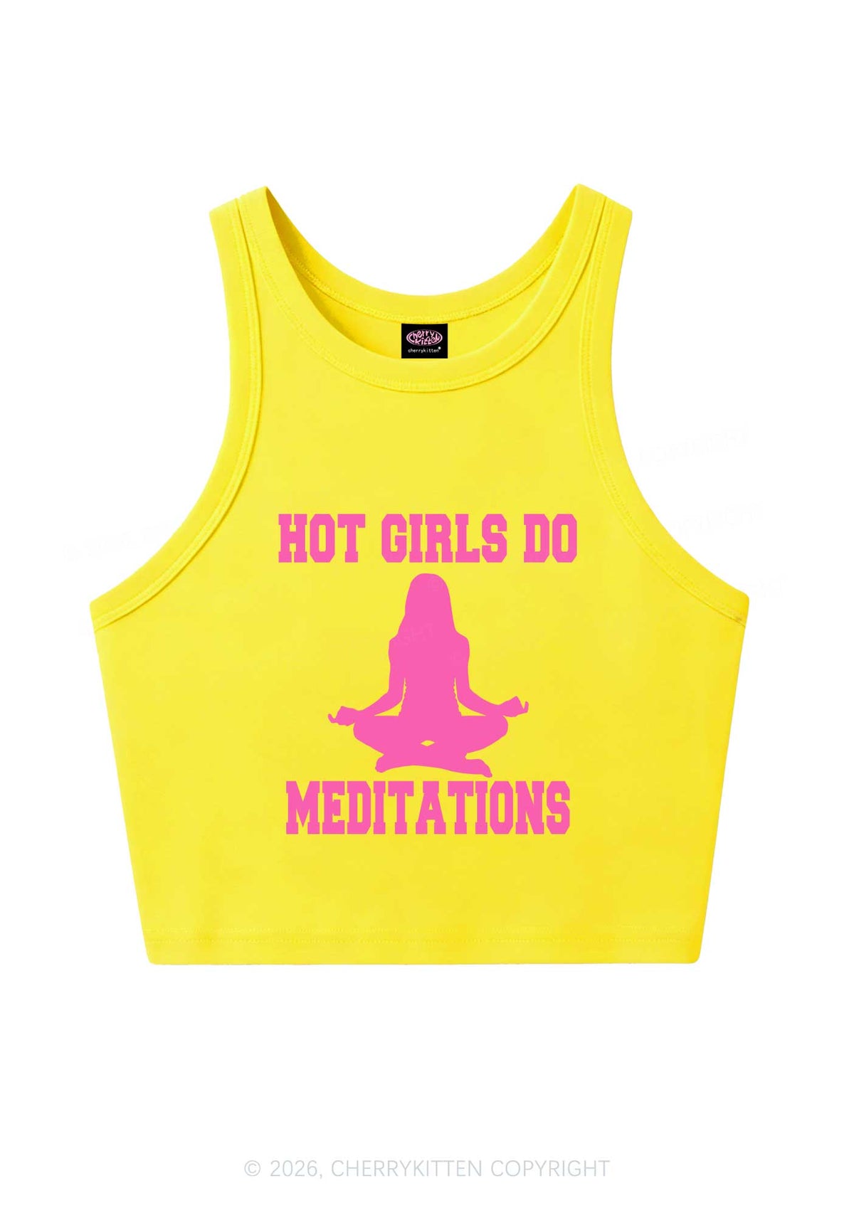 Hot Girls Do Meditations Y2K Crop Tank Top Cherrykitten