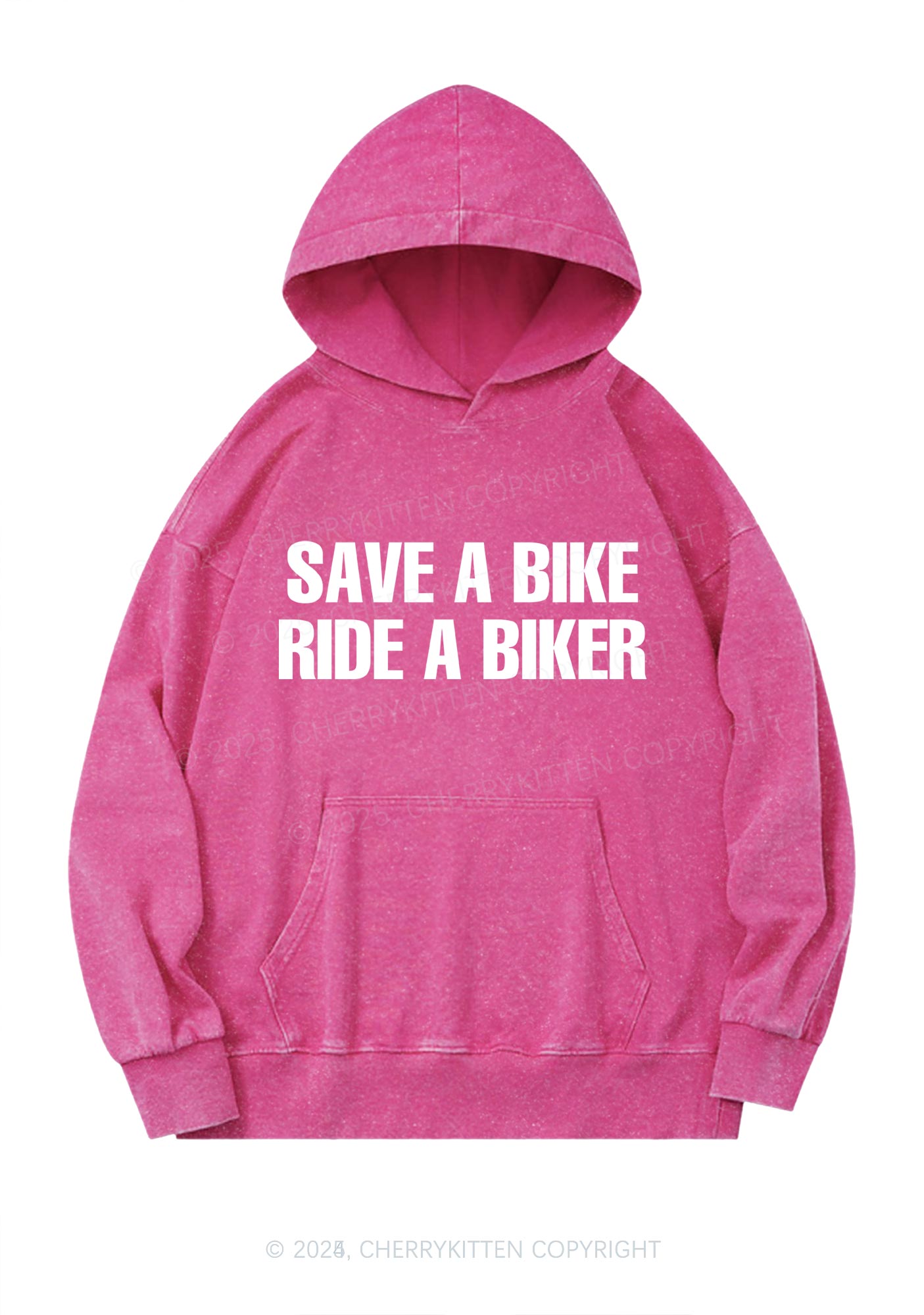 Save Bike Ride Biker Y2K Washed Hoodie Cherrykitten