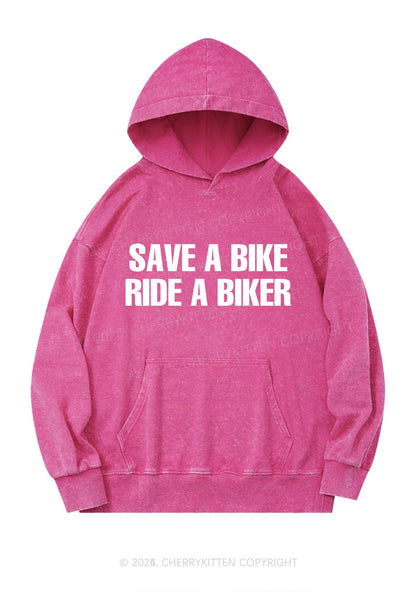 Save Bike Ride Biker Y2K Washed Hoodie Cherrykitten