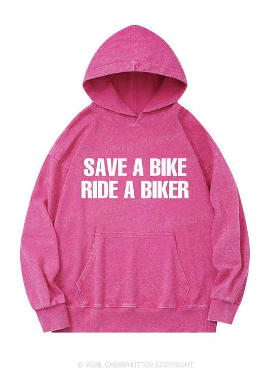 Save Bike Ride Biker Y2K Washed Hoodie Cherrykitten