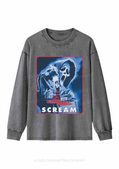Halloween Scream Y2K Washed Long Sleeves Cherrykitten