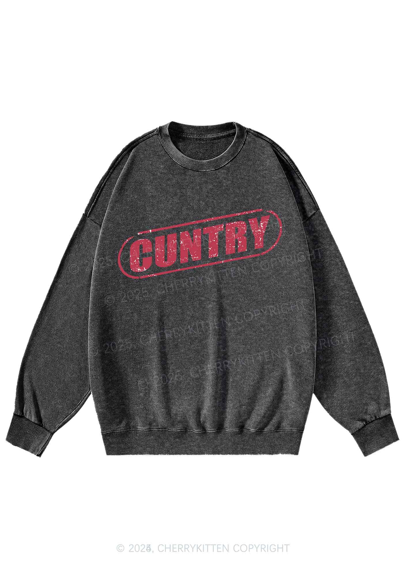 Cuntry Y2K Washed Sweatshirts Cherrykitten