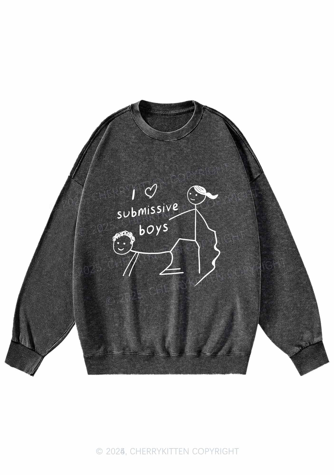I Love S Boys Y2K Washed Sweatshirts Cherrykitten