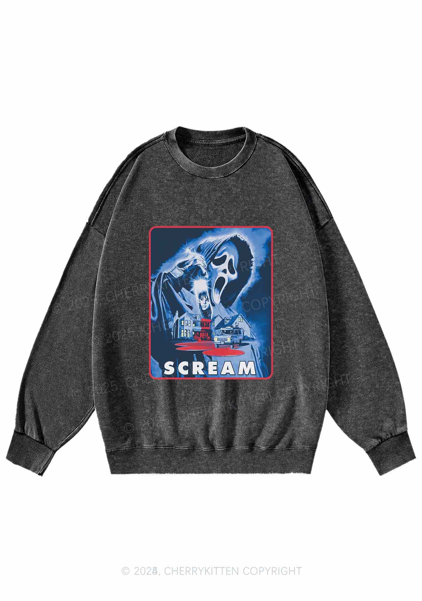 Hallowee Scream Y2K Washed Sweatshirts Cherrykitten