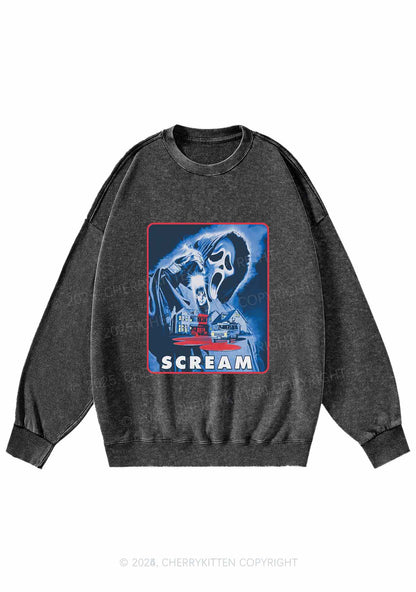 Hallowee Scream Y2K Washed Sweatshirts Cherrykitten