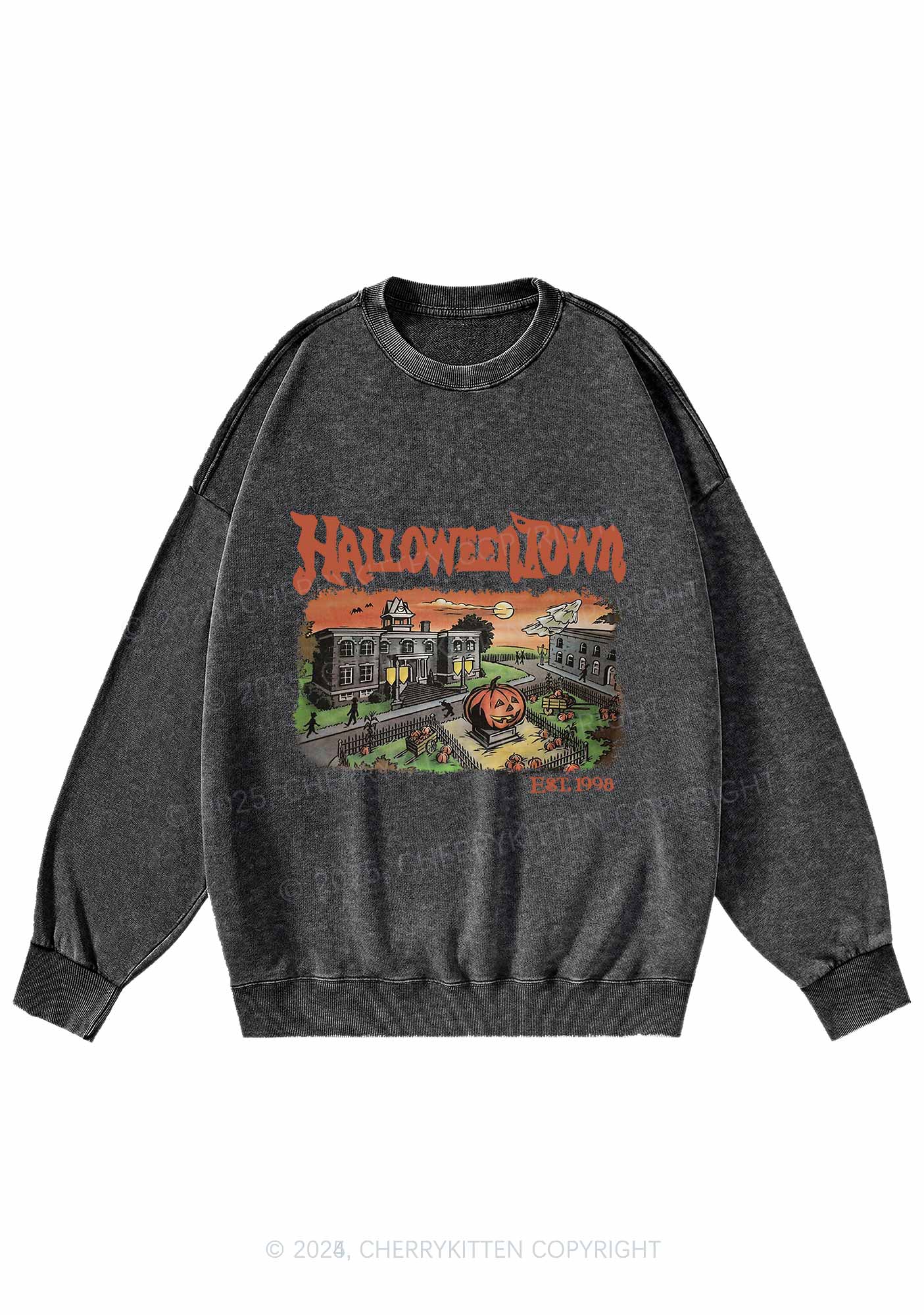 Halloween Town Y2K Washed Sweatshirts Cherrykitten