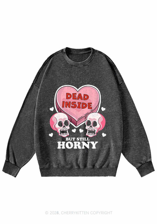 Halloween Dead Inside Y2K Washed Sweatshirts Cherrykitten