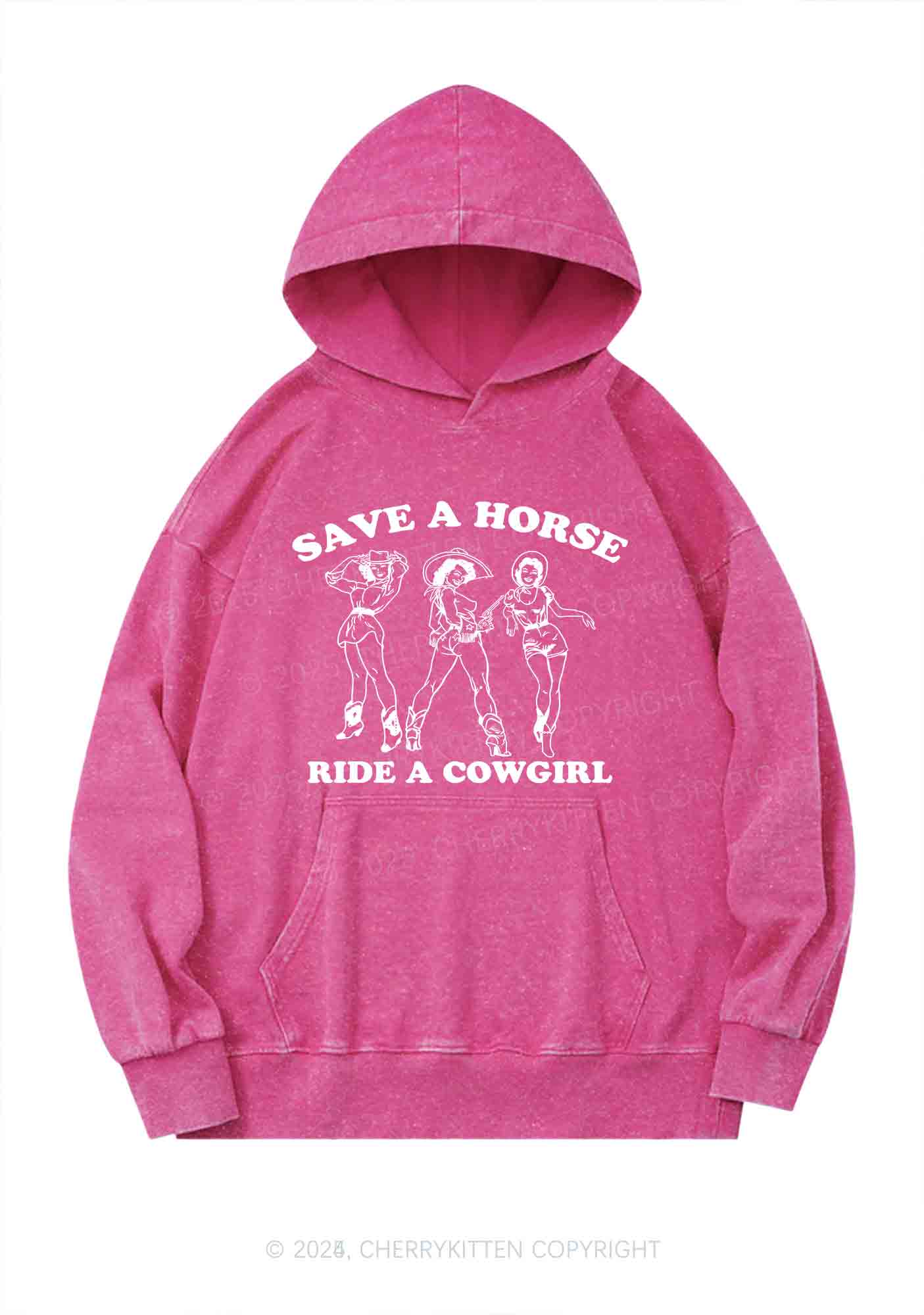 Ride A Cowgirl Pride Y2K Washed Hoodie Cherrykitten