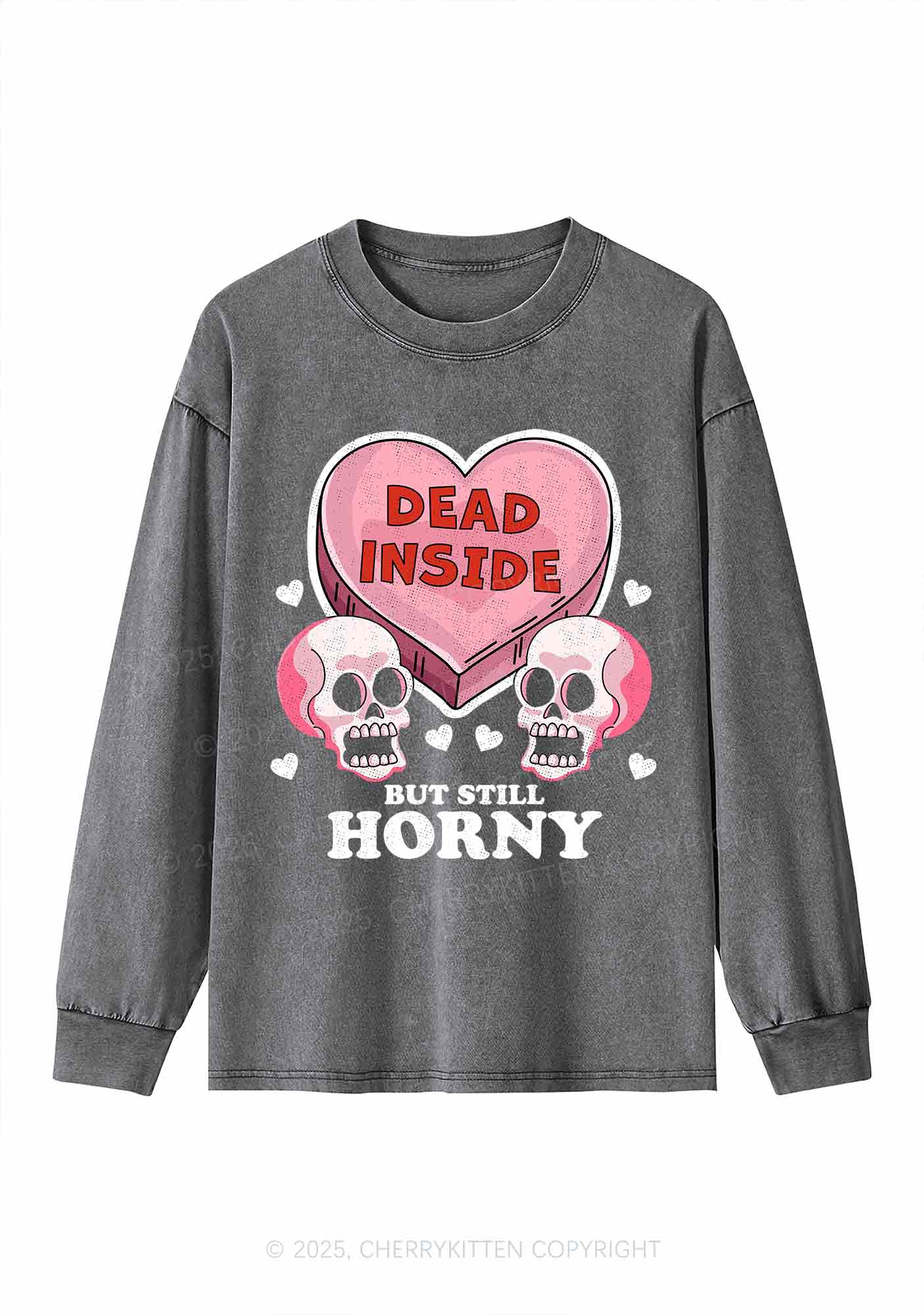 Halloween Dead Inside Y2K Washed Long Sleeves Cherrykitten