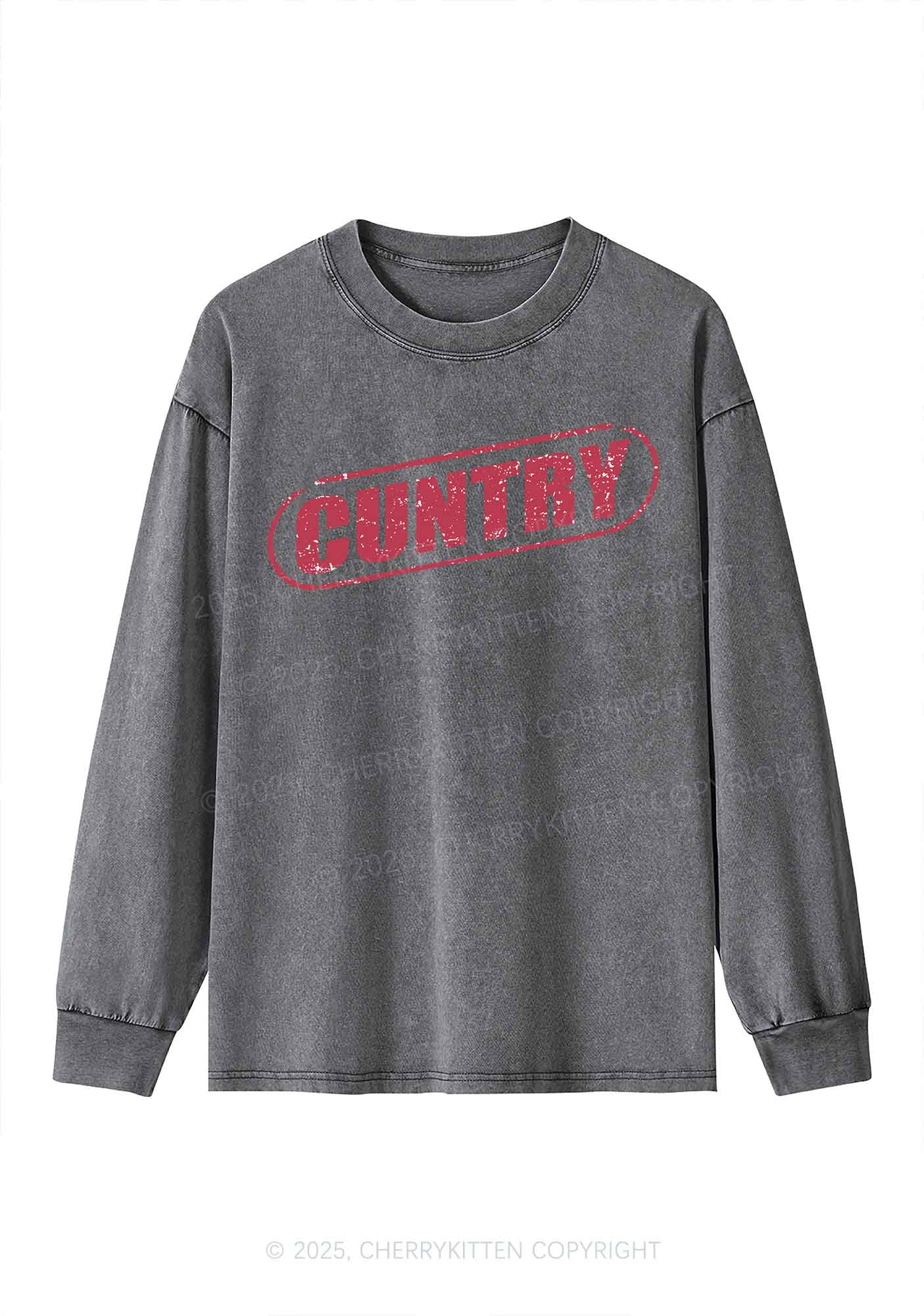 Cuntry Y2K Washed Long Sleeves Cherrykitten