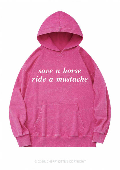 Ride A Mustache Y2K Washed Hoodie Cherrykitten