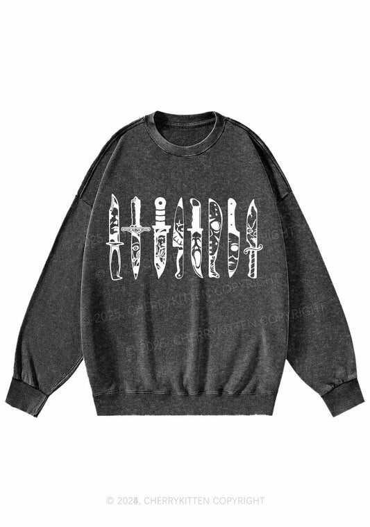 Halloween Grimace Daggers Y2K Washed Sweatshirts Cherrykitten