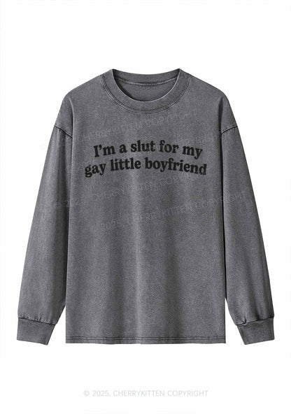 Slxt For My Gay BF Y2K Washed Long Sleeves Cherrykitten