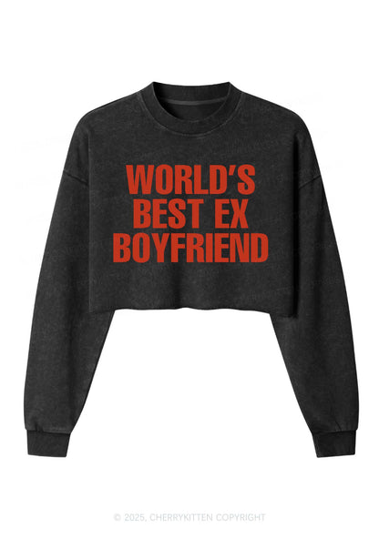 Best Ex Boyfriend Y2K Crop Washed Sweatshirts Cherrykitten