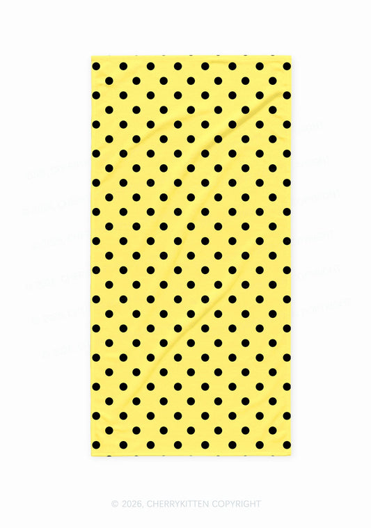 Black Dots On Yellow Y2K Beach Towel Cherrykitten