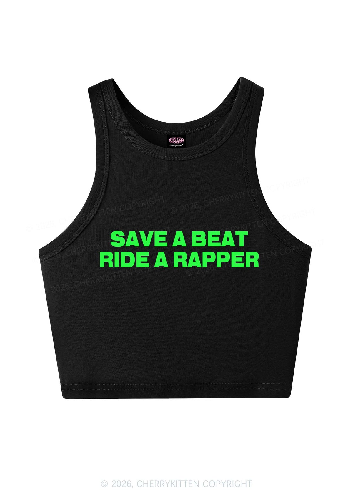 Save A Beat Ride A Rapper Y2K Crop Tank Top Cherrykitten