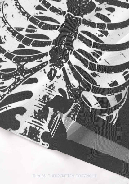 Halloween Anatomical Pelvis Y2K Mesh Crop Top Cherrykitten