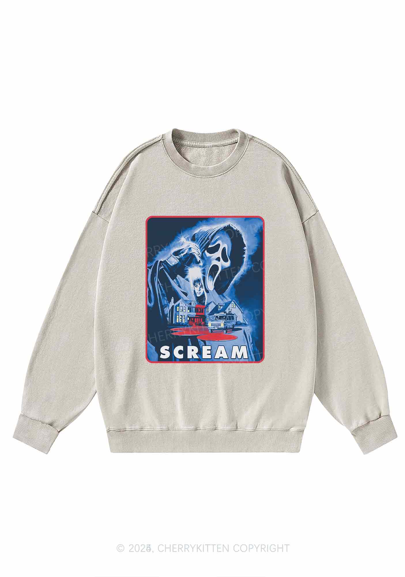 Hallowee Scream Y2K Washed Sweatshirts Cherrykitten
