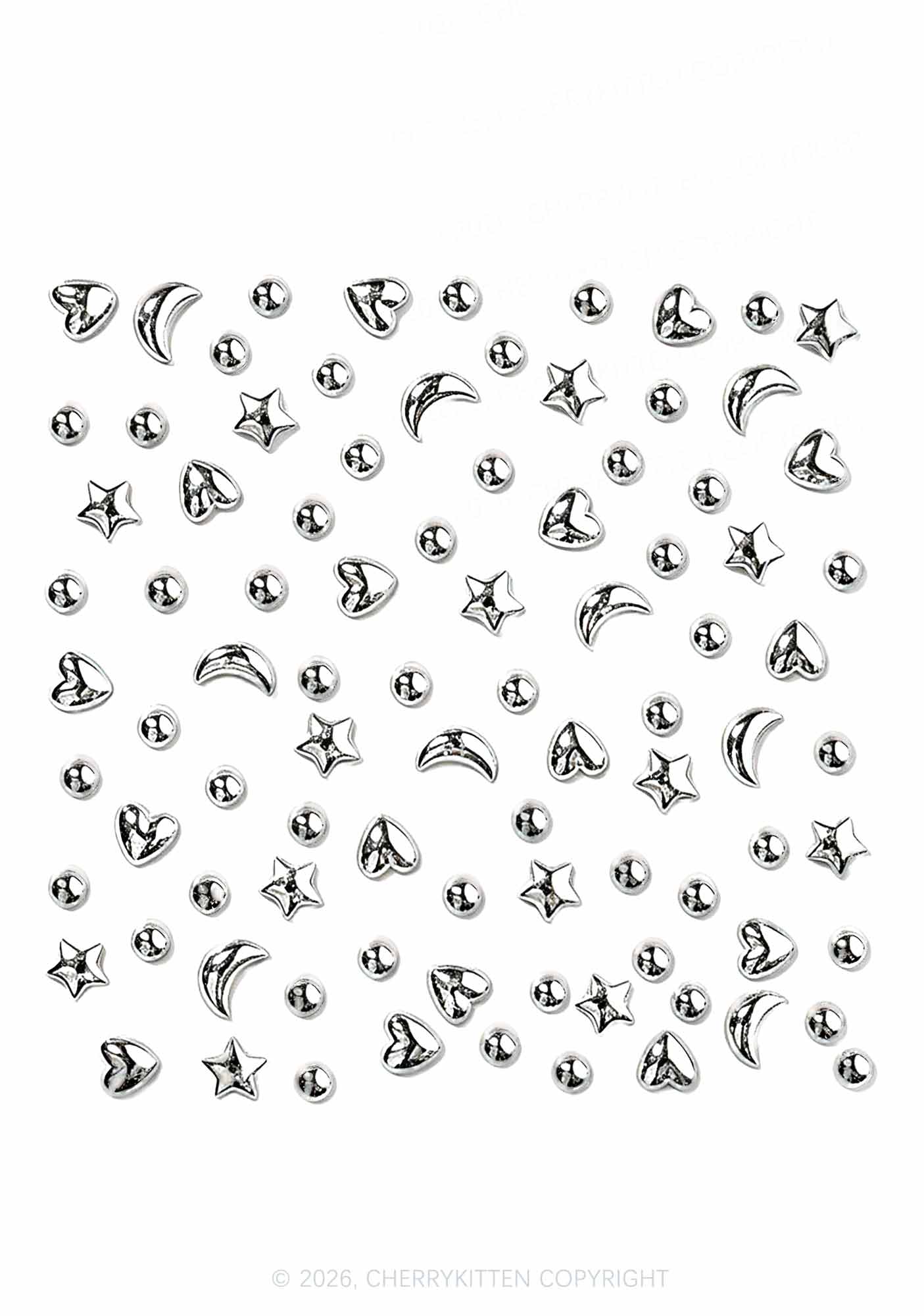 1pc Silver Gothic Studs Y2K Fake Face Piercings Cherrykitten
